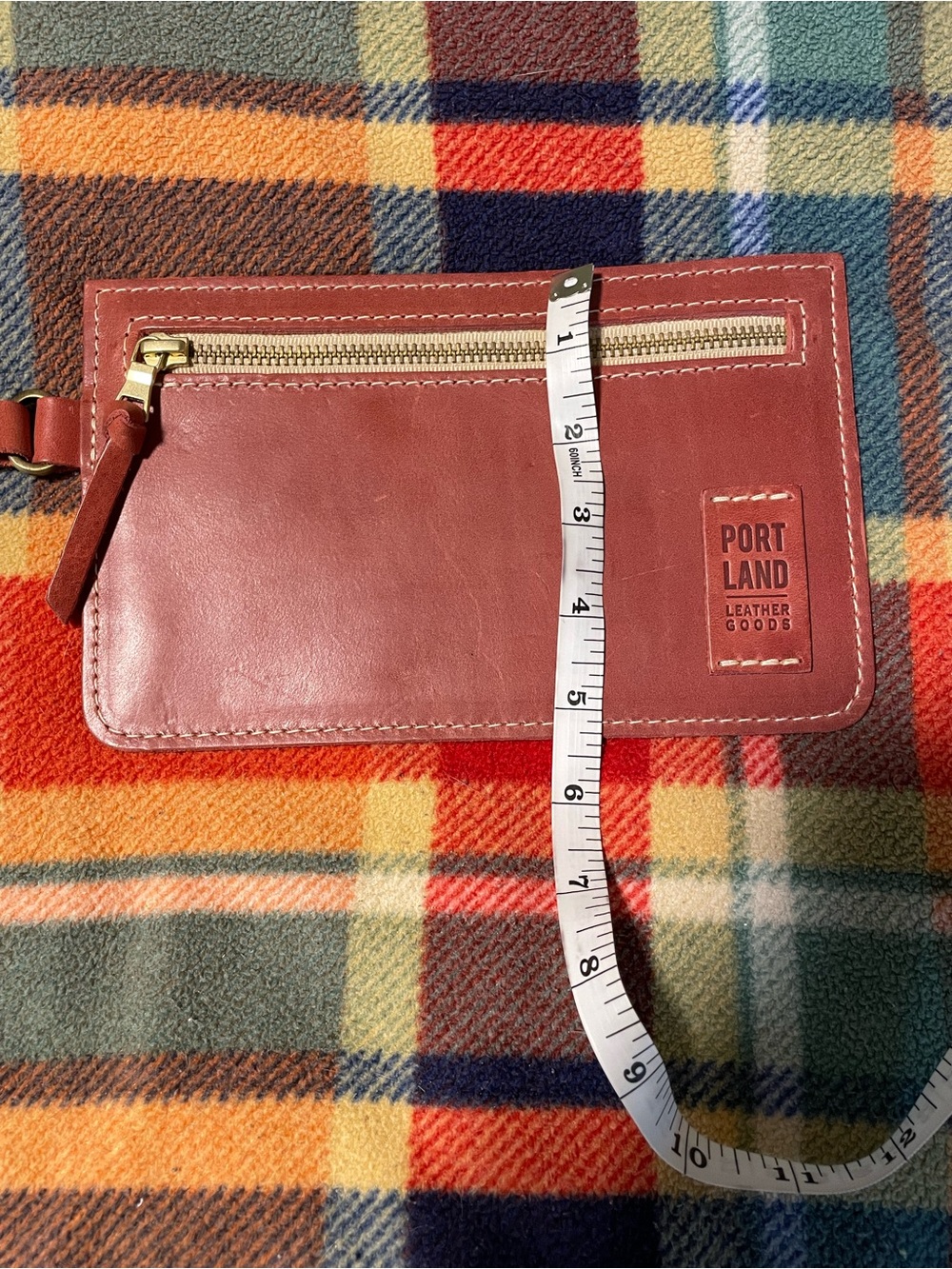 Portland Leather Red-Brown Leather Wristlet Wallet with Gold Zipper - Picture 5 of 5